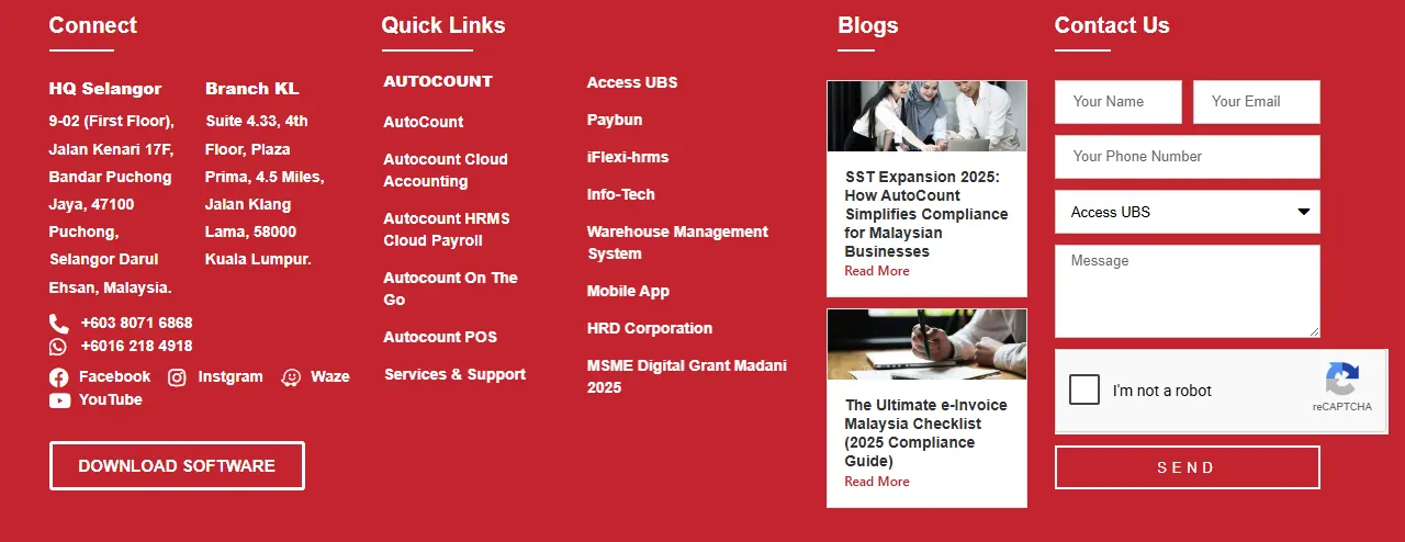 itsimple contact information footer