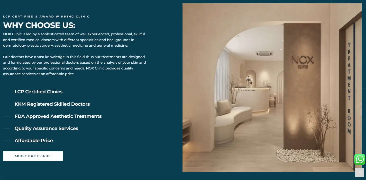 Nox Clinic 5 Certified doctors section on the Nox Clinic website